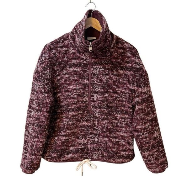 Varley Tops - Varley Bailey Half Zip Women's Small Fleece Pullover Speckle Mauve Wool Blend